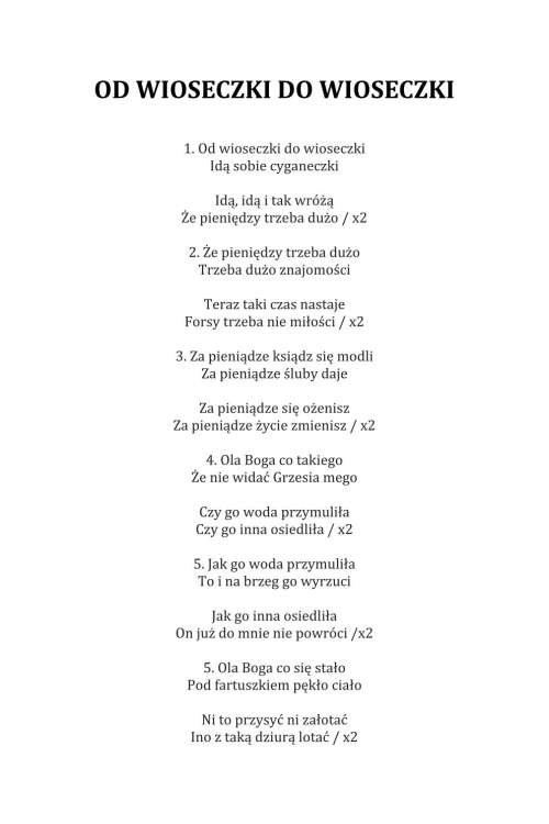 OD WIOSECZKI DO WIOSECZKI