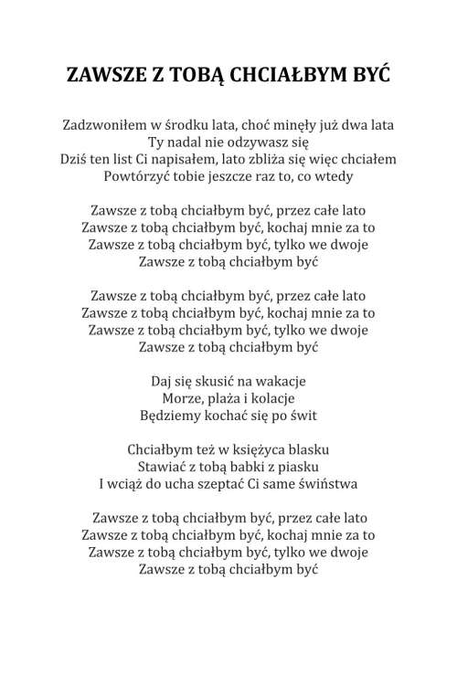 ZAWSZE Z TOBĄ CHCIAŁBYM BYĆ