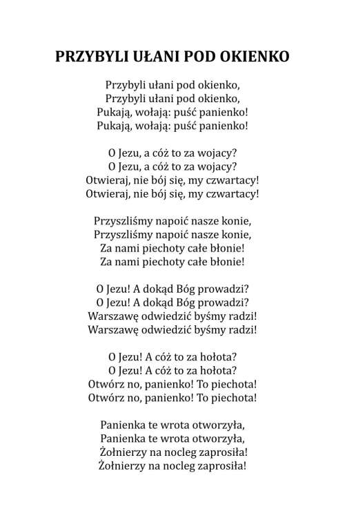 PRZYBYLI UŁANI POD OKIENKO